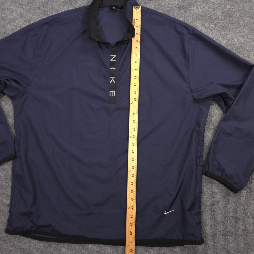 Vintage Nike Windbreaker Jacket Mens XL Navy Spell Out Zipper Placket Pockets - Picture 7 of 14